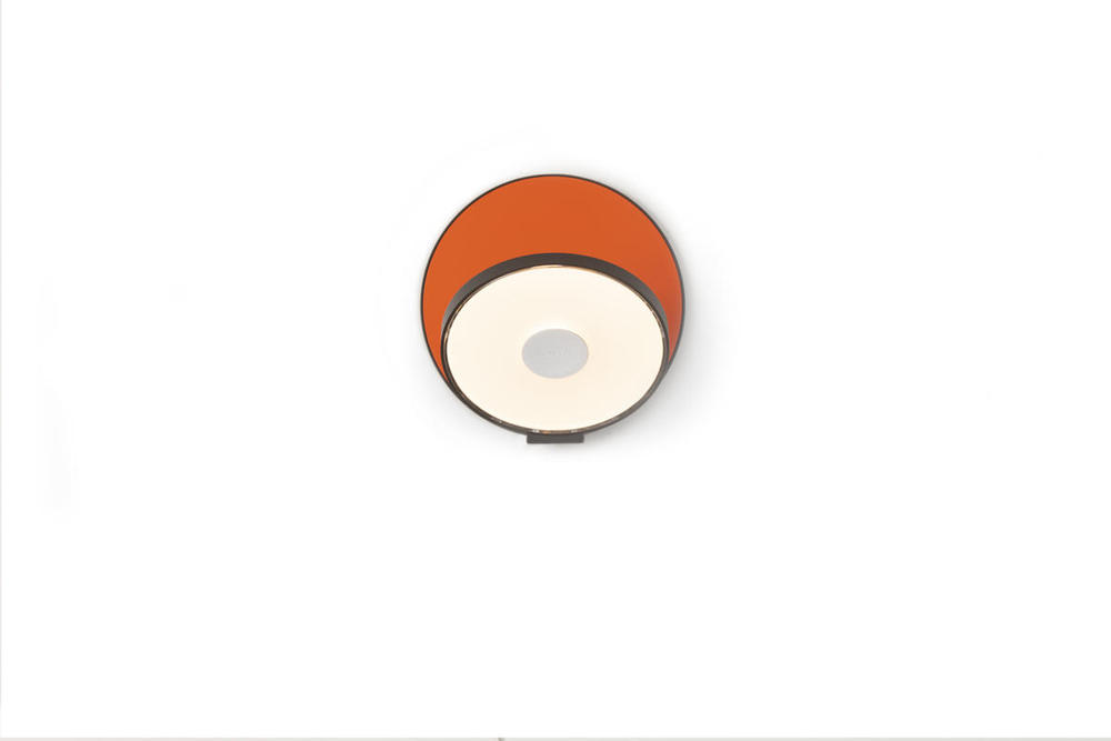 Gravy Wall Sconce - Metallic Black body, Matte Orange plates - Plug-in